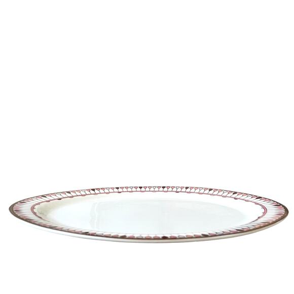 Grace Teaware Fine Porcelain Oval Serving Platter 14x9 Pink Gold Geometric New - Picture 8 of 12